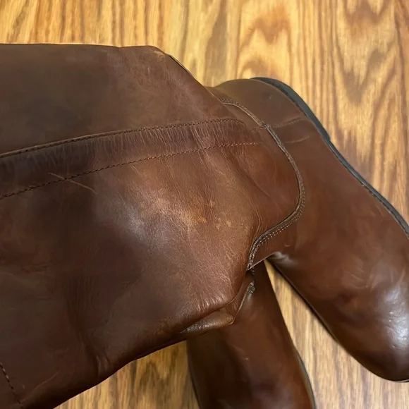 Frye Paige Cognac Brown Leather Knee-High Boots women size 5.5 NWOB